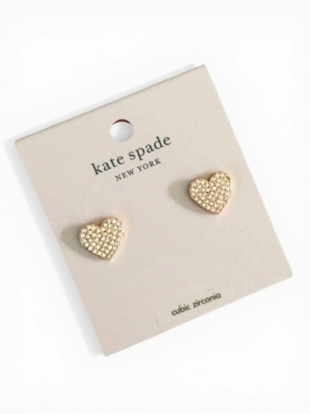 Kate Spade Rose Gold Pavé Heart Stud Earrings – NWT